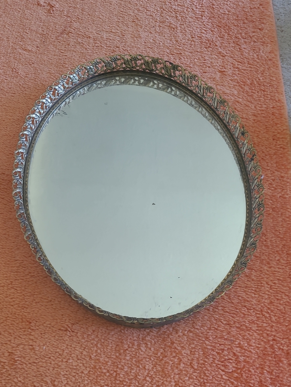 Decorative Mirror Tray - Gold Tone